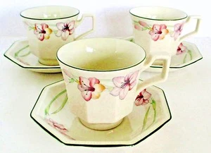 Johnson Bros. Sandringham 3 Cups & Saucers – Pink Flowers England - Picture 1 of 12