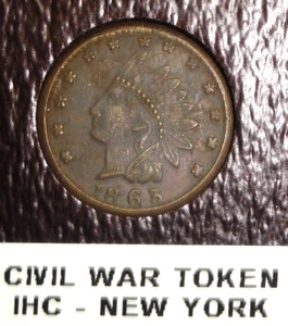 1863 Indian Head "New York" Civil War Token Error- 20 Degree CCW Rotated Reverse - Picture 1 of 2