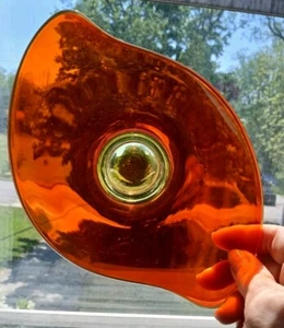 Viking Glass Dish MCM Persimmon Orange Yellow Base 9" Boomerang Curved - Picture 1 of 12