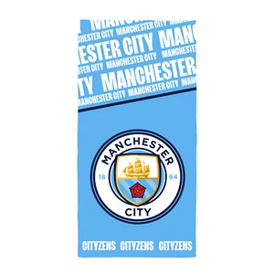 Manchester City ICONIC Football Crest Cotton Towel Blue Yellow Pool Beach - Picture 1 of 5