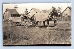 RPPC 1908. HORSE DRAWN BAGGAGE AND TRANSFER. POSTCARD DM15 - Picture 1 of 2
