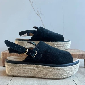 Sandalias de plataforma de alpargata Sperry para mujer 8,5 negras de gamuza con hebilla trasera - Imagen 1 de 6
