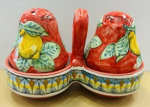 Vietri Pottery Sorrento Lemon Salt And Pepper Made/Painted by hand-Italy - Picture 1 of 7
