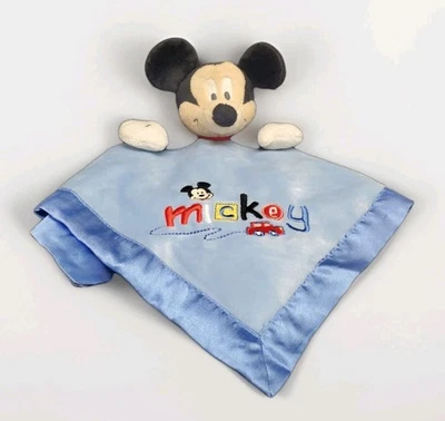 Disney Bebé Azul Mickey Mouse Rojo Coche Lovey Manta de Seguridad Felpa Sonajero Satinado Foto 1 de 3