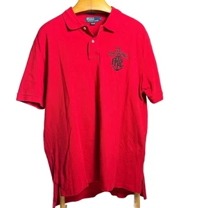 Polo By Ralph Lauren Men's Red Shirt Large Black Embroidered 100% Cotton Size L - Picture 1 of 7