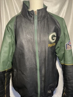 Vintage Pro Player NFL Experience Green Bay Packers Football Leather Jacket L - Image 1 of 4