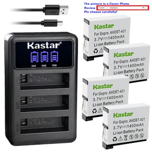Kastar Battery Triple Charger for GoPro AHDBT-401 GoPro HD Hero 4 Black Silver - Picture 1 of 10