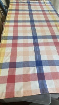 nappe à carreaux coton blanche bleu et rose vintage/6393PO2 - Photo 1/4