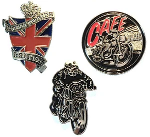 Classic 1960's Rocker Biker Metal Badges TT Cafe Racer Born To Ride Motorbike - Picture 1 of 6