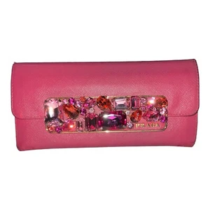 Prada Pink Saffiano Leather Stone Embellishment Flap Wallet - Bild 1 von 21