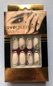 Loveglamour Nude Matte Crystal Coffin Press On Fake Nails Extensions With Glue - Picture 1 of 6