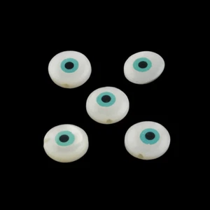 50x Evil Eye Natürliche Süßwasserschale Perlen Einzigartige Lose Abstandhalter Fundstücke 9 ~ 10 mm - Bild 1 von 2