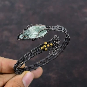 Seraphinite Wire Wrapped Adjustable Cuff Handcrafted Copper Valentine Gift - Picture 1 of 6