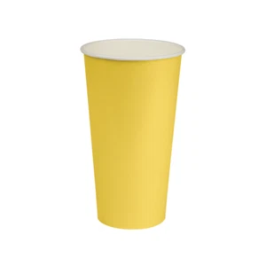 50x Paper Cold Drink Cup 22oz / 650mL Yellow Milkshake Slushie Frozen Juice - Picture 1 of 2