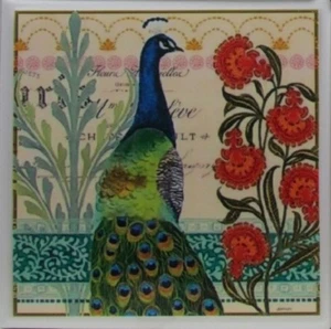 Ceramic Tile Coaster - Peacocks -Set of 4 (Buy Any 2 Sets - Get 1 Set Free) -A - Picture 1 of 7