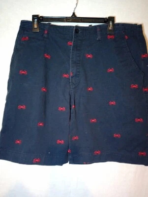 Pantalones Cortos Chinos Madison Talla 36 Azul Marino, Rojo Bordado Cangrejo Costero Preppy Algodón  Foto 1 de 4