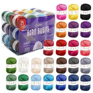 24 Acrylic Yarn Skeins for Knitting Mini Yarn Assorted Colors for Crochet Crafts - Picture 1 of 7