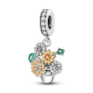 MULA Original Sonnenblume Anhänger DIY Charm AAA CZ Für Armband 925 Versilbert - Bild 1 von 6