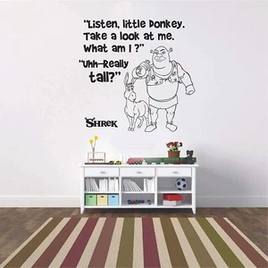 Adesivo murale citazione asino shrek cartone animato vinile arte decalcomania decorazione camera bambini casa - Foto 1 di 4