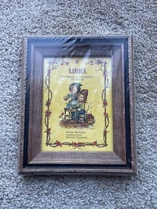 NEW Vintage ZODIAC LIBRA Framed Wall Art Plaque Hummel Style Cottagecore New 70s - Picture 1 of 4