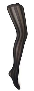 Ladies Tights- Solid & Sheer Vertical Stripes -.Women's Fashion Tight-
