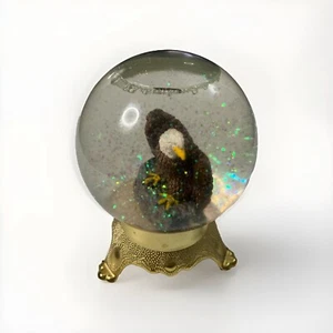 Eleco Taiwan American Eagle Snow Globe Gold Colored Base Vintage - Picture 1 of 5