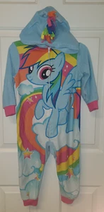 Girls Size 4 My Little Pony Zip Up Fleece Pajamas with hoodie Rainbow Dash - Picture 1 of 7