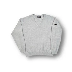 Suéter Green Coast Yachting Gris Algodón Grueso Cuello en V Talla Pequeña - Imagen 1 de 6