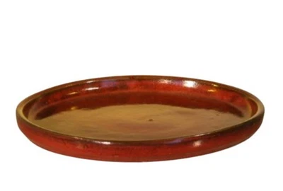 Parisian Red Ceramic Humidity/Drip Bonsai Tray -Round 8"x1" OD/7.5"x1.0" - Image 1 of 2