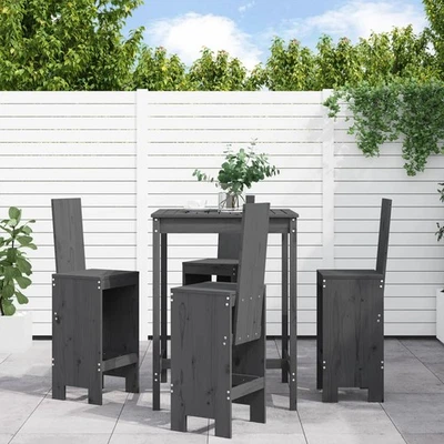 Vidaxl Gartenbar Set Sitzgruppe Garnitur Balkon 5-tlg. Schwarz Massivholz Kiefer - Bild 1 von 4