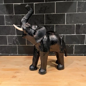 Vintage Leder umwickelt Afrikanischer Elefant Figur Statue Leder Wohndeko - Bild 1 von 12