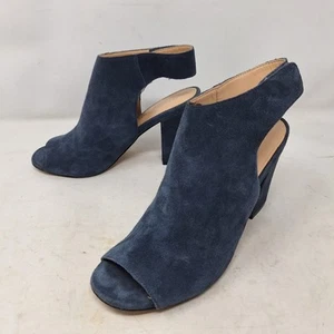 Franco Fortini Grey Suede Lisa Slingback Block Heel Peep Toe Sandals Size 8 - Picture 1 of 9