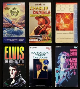 VINTAGE MUSIC Bands VHS Video Lot - Elvis John Lennon Beach Boys Elton 80s 90s - Picture 1 of 19
