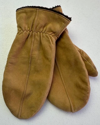 Guantes picadora de cuero genuino vintage para mujer forrados de vellón tostado británico Foto 1 de 4