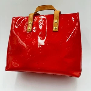 Louis Vuitton Reade PM Tote Hand Bag Red Patent Leather LV Auth - Picture 1 of 23