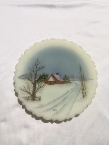 Fenton 1981 Plato de Navidad Pintado a Mano Decorativo De Colección Arte Vidrio (brilla/firmado) - Imagen 1 de 6