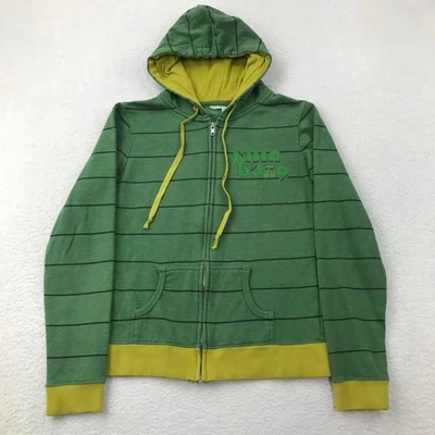 Vintage Y2K Billabong Hoodie Women's Medium Green Striped Full Zip Surf Skate - Image 1 of 4