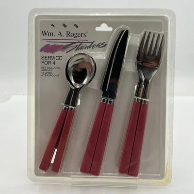 Wm. Conjunto de Talheres de Aço Inoxidável A Rogers Para Quatro - Vintage Retrô Anos 80 Vintage - Imagem 1 de 4