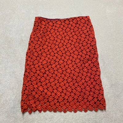 Falda Max Mara Para Mujer Reino Unido 12 Naranja Lápiz Encaje Forrada Hecha en Italia Foto 1 de 4
