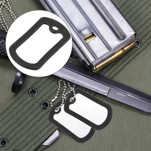 12 Pezzi Custodia Silicone Uomo Viaggio Militare Cane Tag Cover Silenzioso Pet - Foto 1 di 12