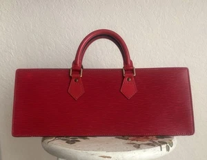 LOUIS VUITTON Triangle Sac MI0964 Vintage Handbag Red 100% Authentic - Picture 1 of 18