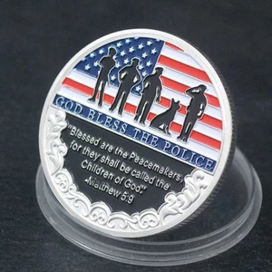 20 PCS Challenge Coins God Bless The Police Coin Thank You For Your Service - Picture 1 of 10