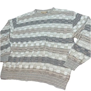 90s Shenandoah Gray Tan Chunky Knit Cotton Blend Sweater Made In USA Size XL Men - Bild 1 von 19