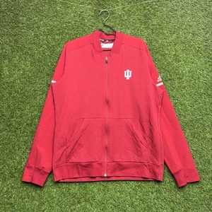 Indiana Hoosiers Adidas Jacket Mens Large Team Issued Red Full Zip Track Sports - Picture 1 of 11