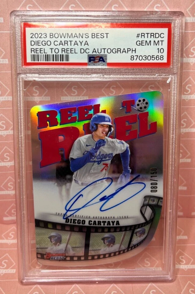 2023 Bowman's Best Diego Cartaya Reel To Reel Die-Cut On-Card Auto #/150 PSA 10 - Image 1 of 1
