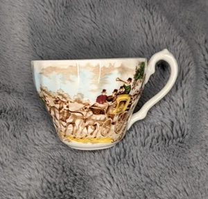 Vintage England drinking tea cup fine ceramic cute small kawaii horse carriage - Picture 1 of 7