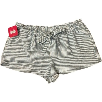 NEW XXL Pull-On Maternity Shorts Linen Blend Ingrid Isabel Blue White Stripe 2XL - Image 1 of 4