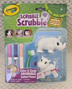 Crayola Scribble Scrubbie Safari Animals 2 Count Rhino & Hippo NIB Sealed - Picture 1 of 2