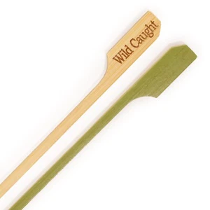 Wild Caught Food Marking Bamboo Paddle Picks - Picture 1 of 8