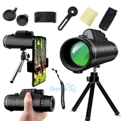40x60 Monocular scope Zoom Lens Night Vision Brightness Telescope w/ Tripod+Clip - Image 1 of 4